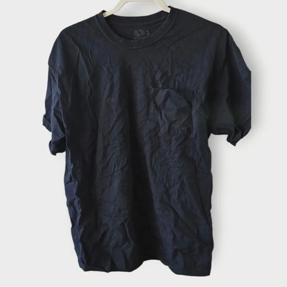 Fruit of the Loom Men’s Black Classic Cotton T-Shirt XL Short Sleeve Tee Minimal